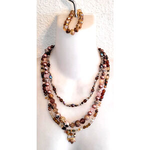 Crystal Glass AB Beads Necklace Bracelet Lot Artisan Earthtones Boho Y2K Rustic